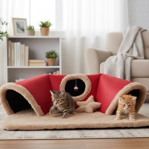 Tünel Keşif & Dinlence Kedi Oyun Evi & Yatağı